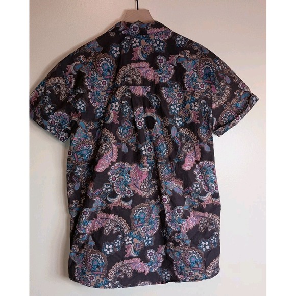 Free People We The Free Poolside Printed Boyfriend Button Down Paisley Top Sz M - Picture 9 of 14